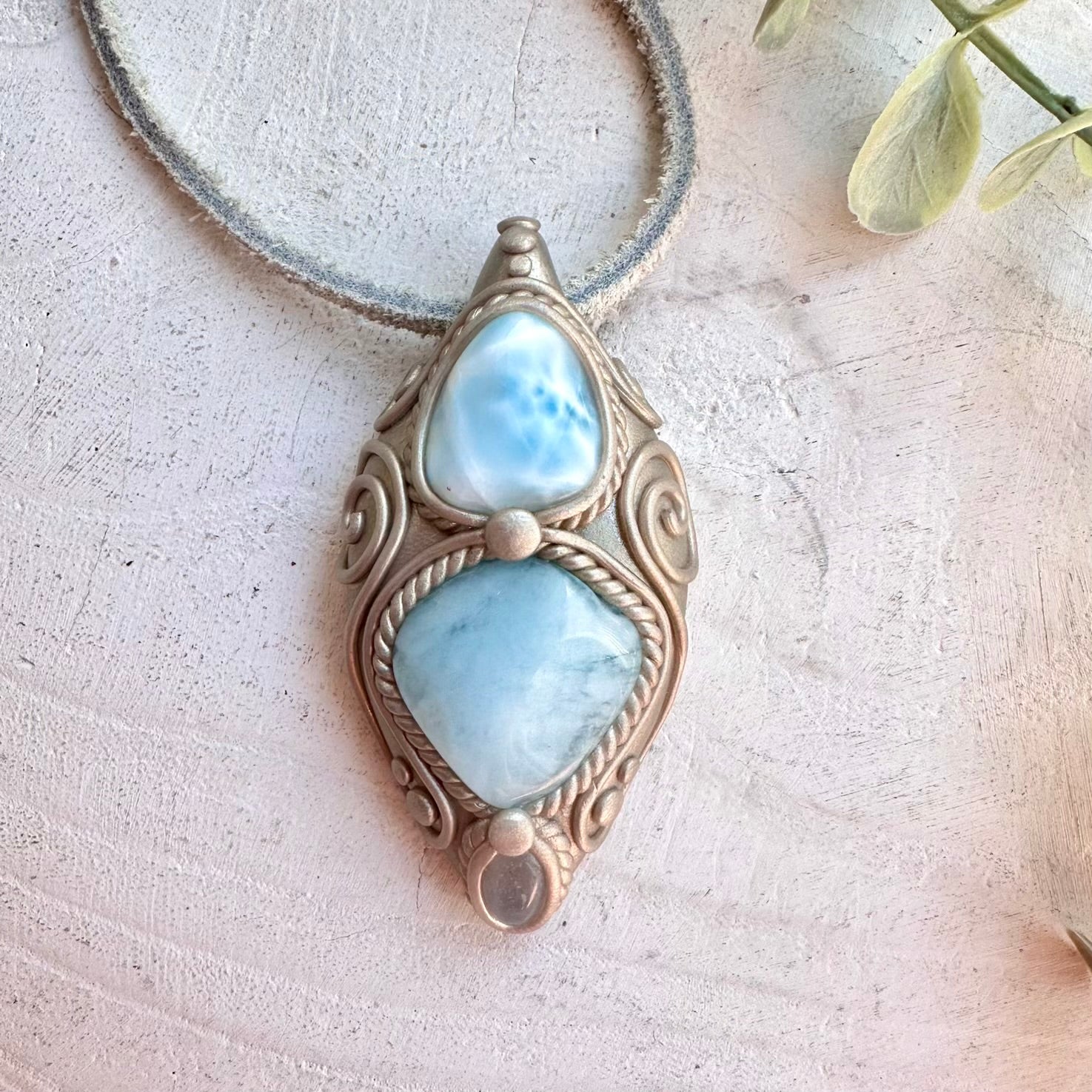 Aquamarine with Larimar and Clear Topaz necklace