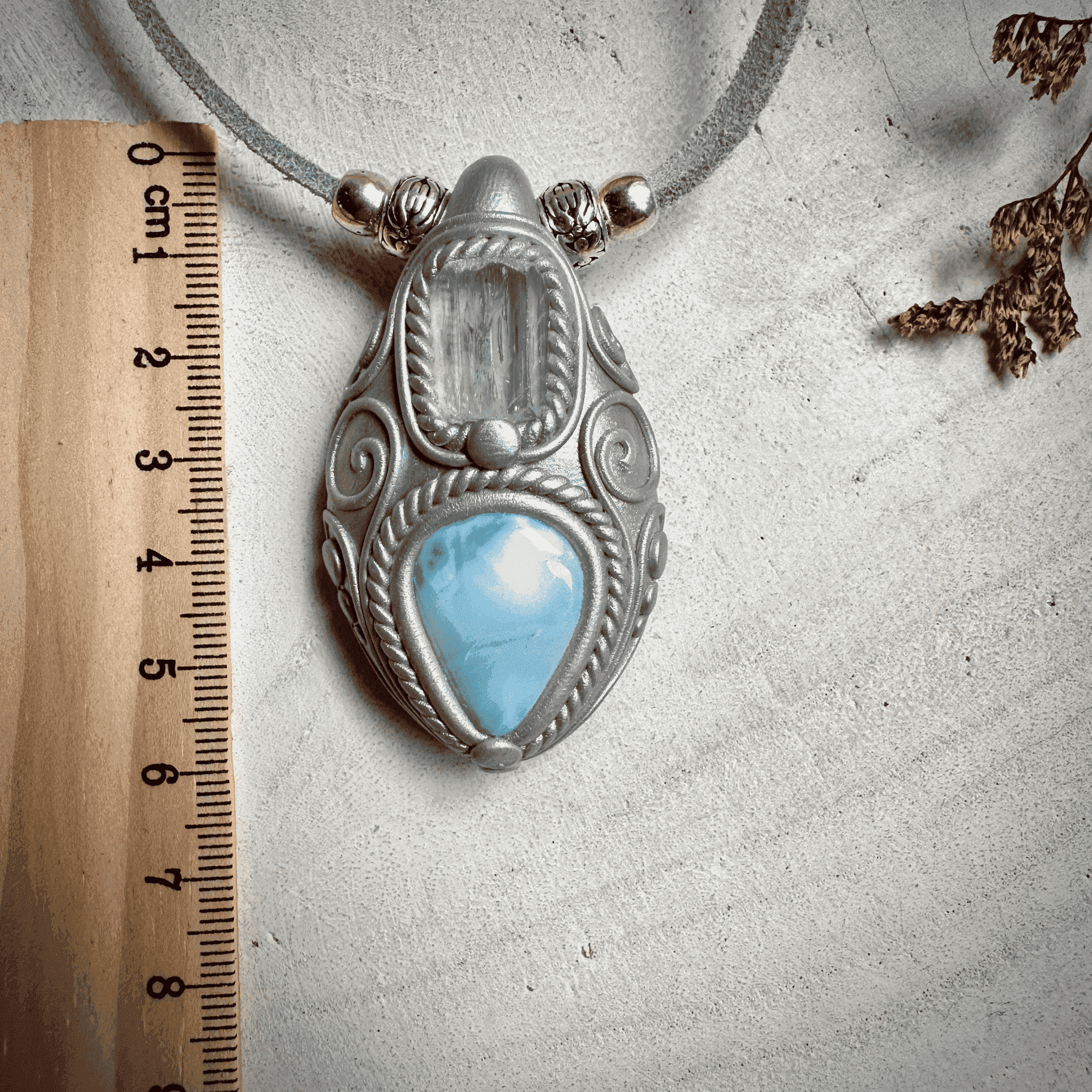 Aquamarine and Larimar Necklace - FairyGardenGlow