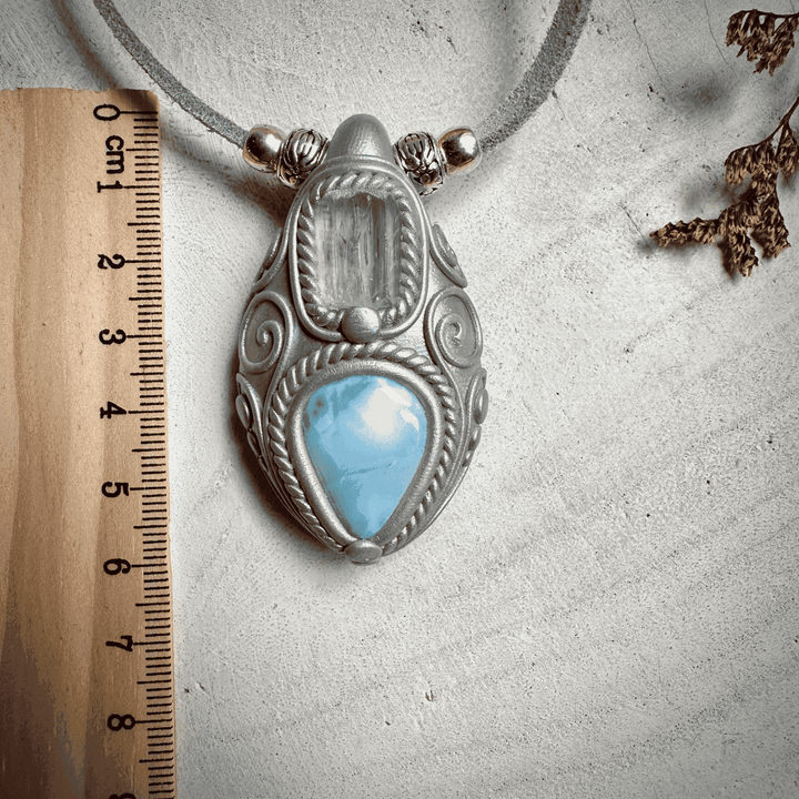 Aquamarine and Larimar Necklace - FairyGardenGlow