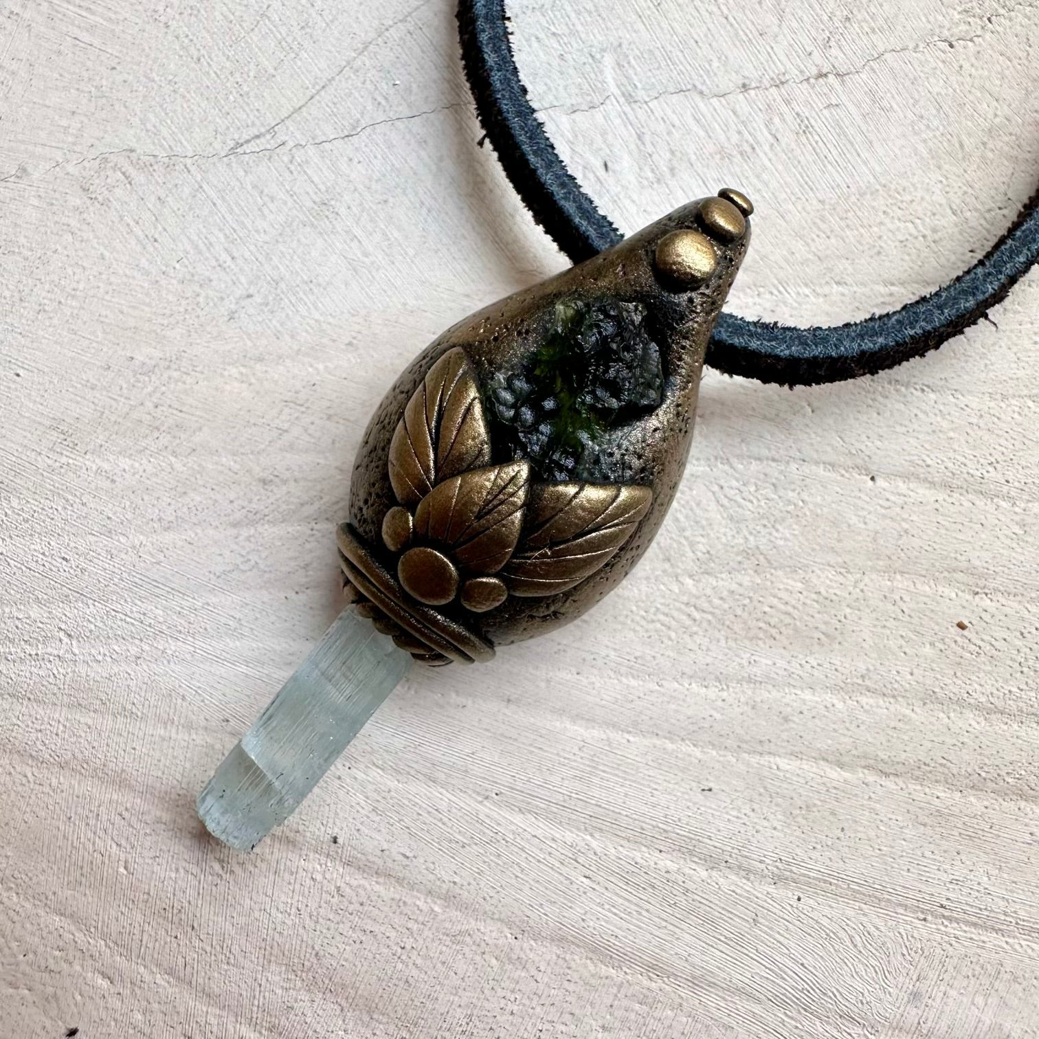 Crystal necklace designed for calm transformation and growth