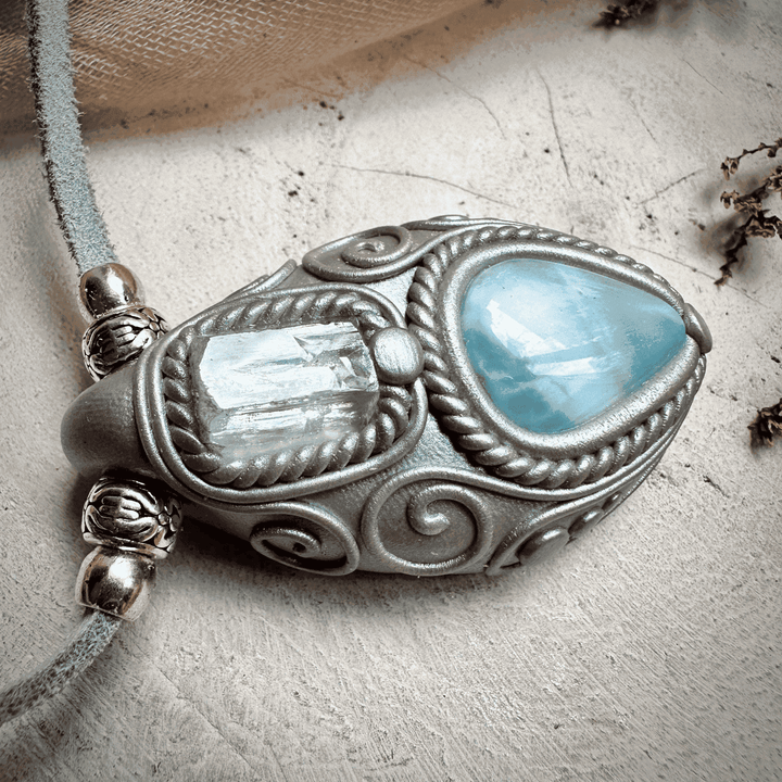Aquamarine and Larimar Necklace - FairyGardenGlow