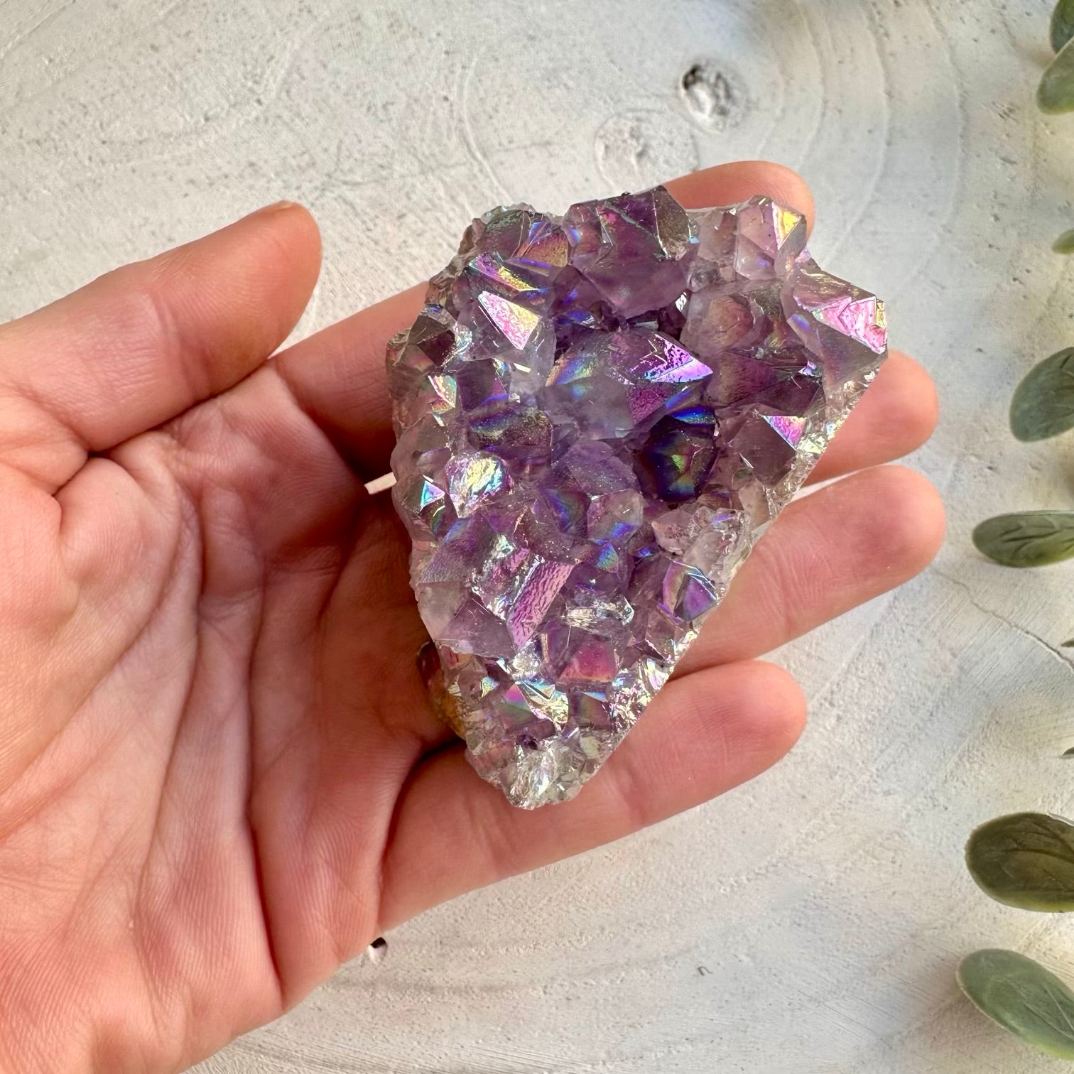 Angel aura amethyst cluster display crystal