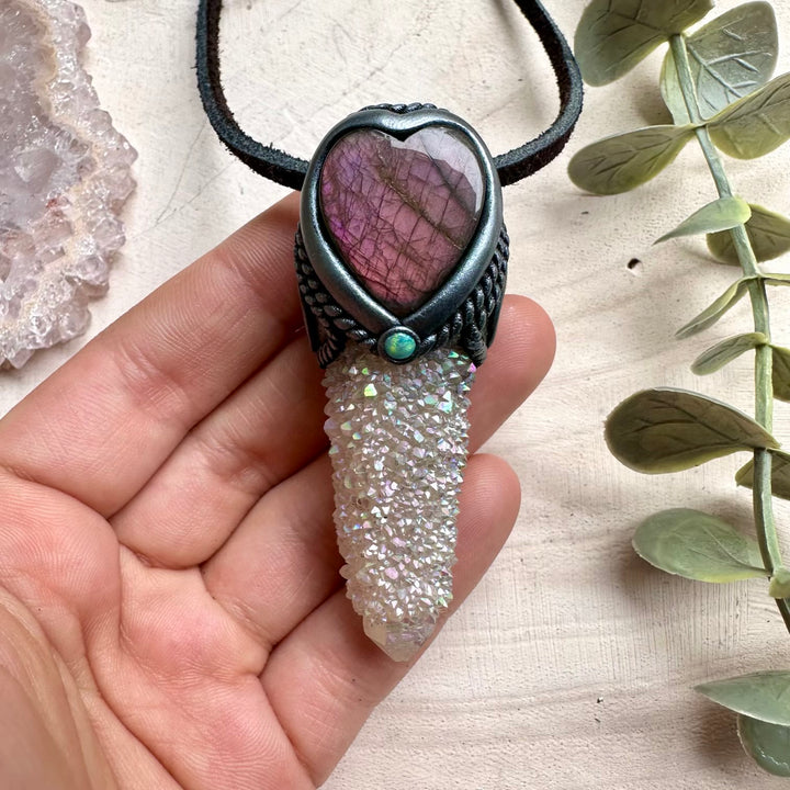 Crystal necklace designed for love intuition and light