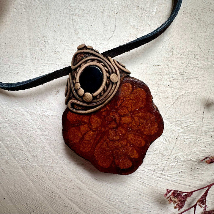 Ayahuasca and Black Onyx Necklace - FairyGardenGlow