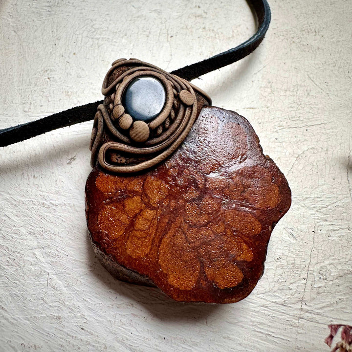 Ayahuasca and Black Onyx Necklace - FairyGardenGlow