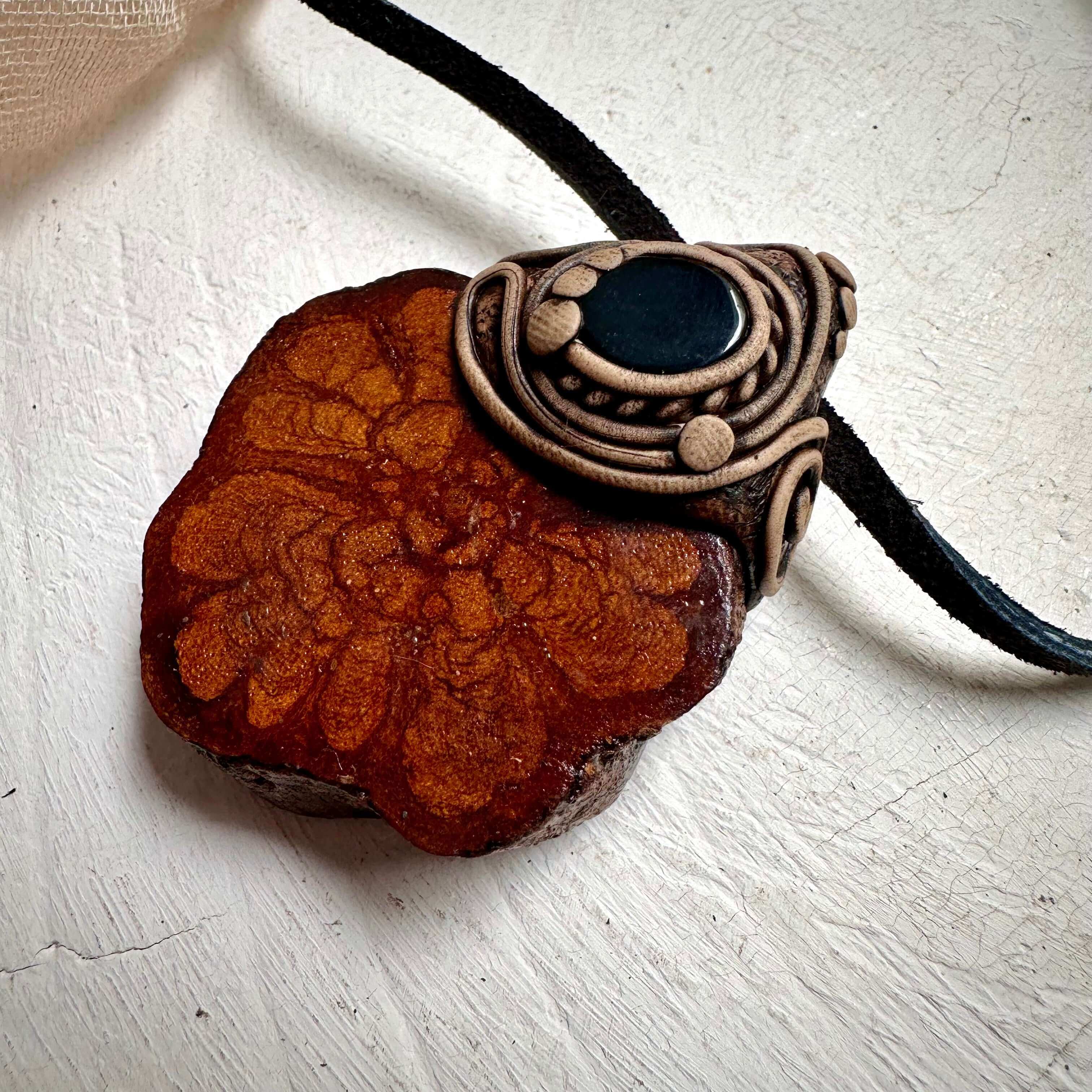 Ayahuasca and Black Onyx Necklace - FairyGardenGlow