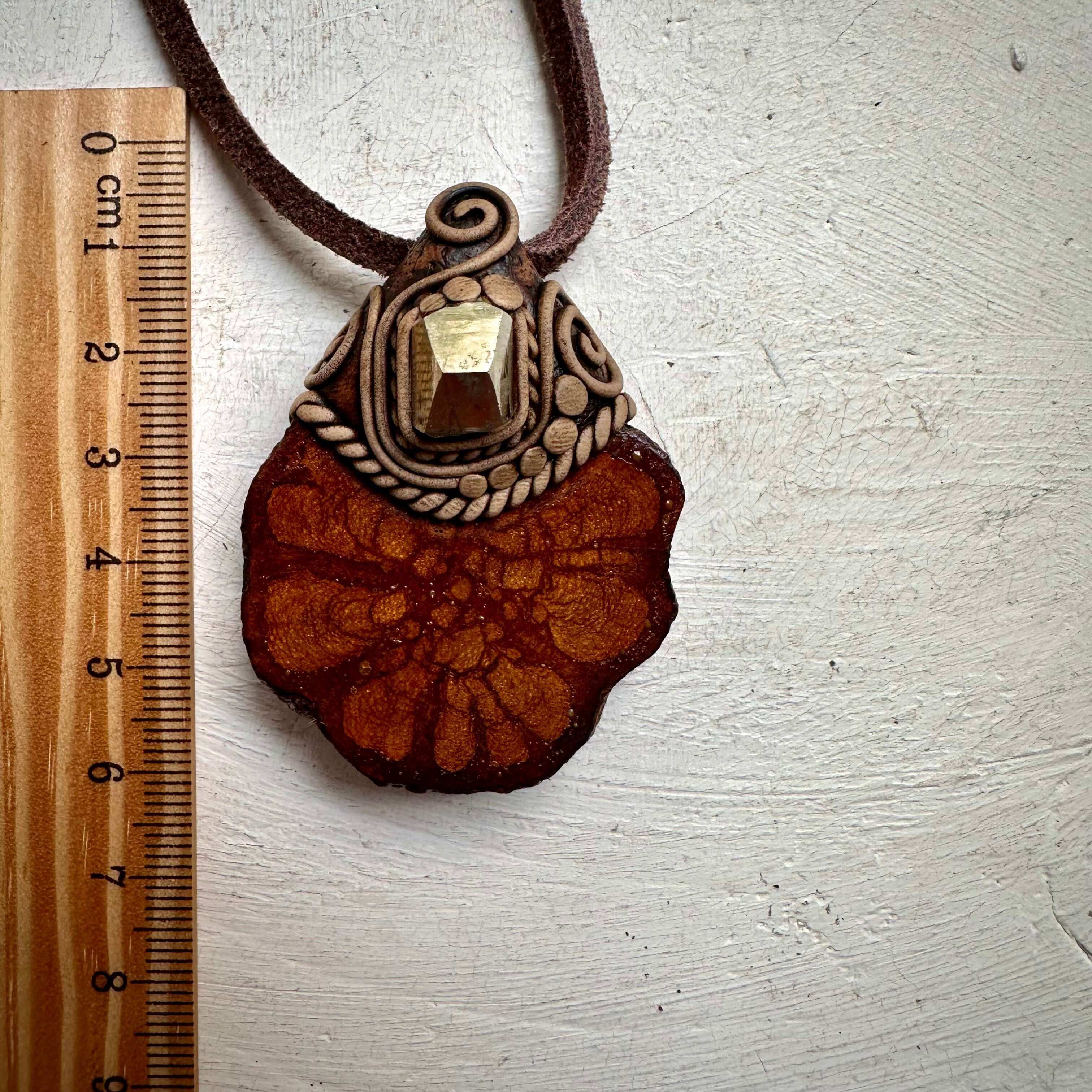 Ayahuasca and Pyrite Amulet Necklace - FairyGardenGlow