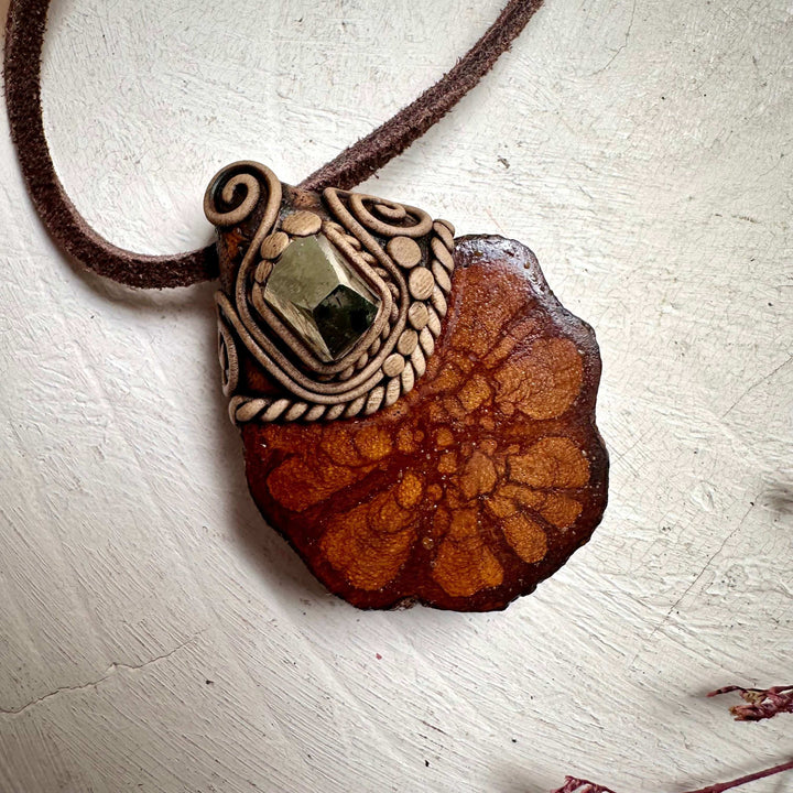 Ayahuasca and Pyrite Amulet Necklace - FairyGardenGlow
