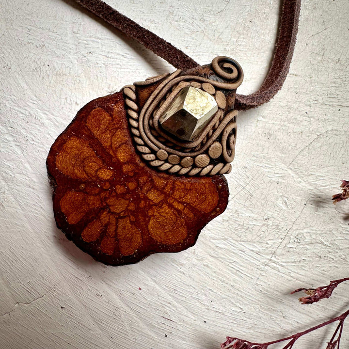Ayahuasca and Pyrite Amulet Necklace - FairyGardenGlow