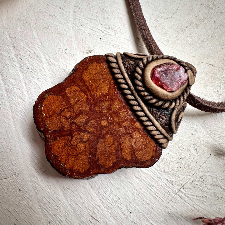 Ayahuasca and Raw Spinel Necklace - FairyGardenGlow