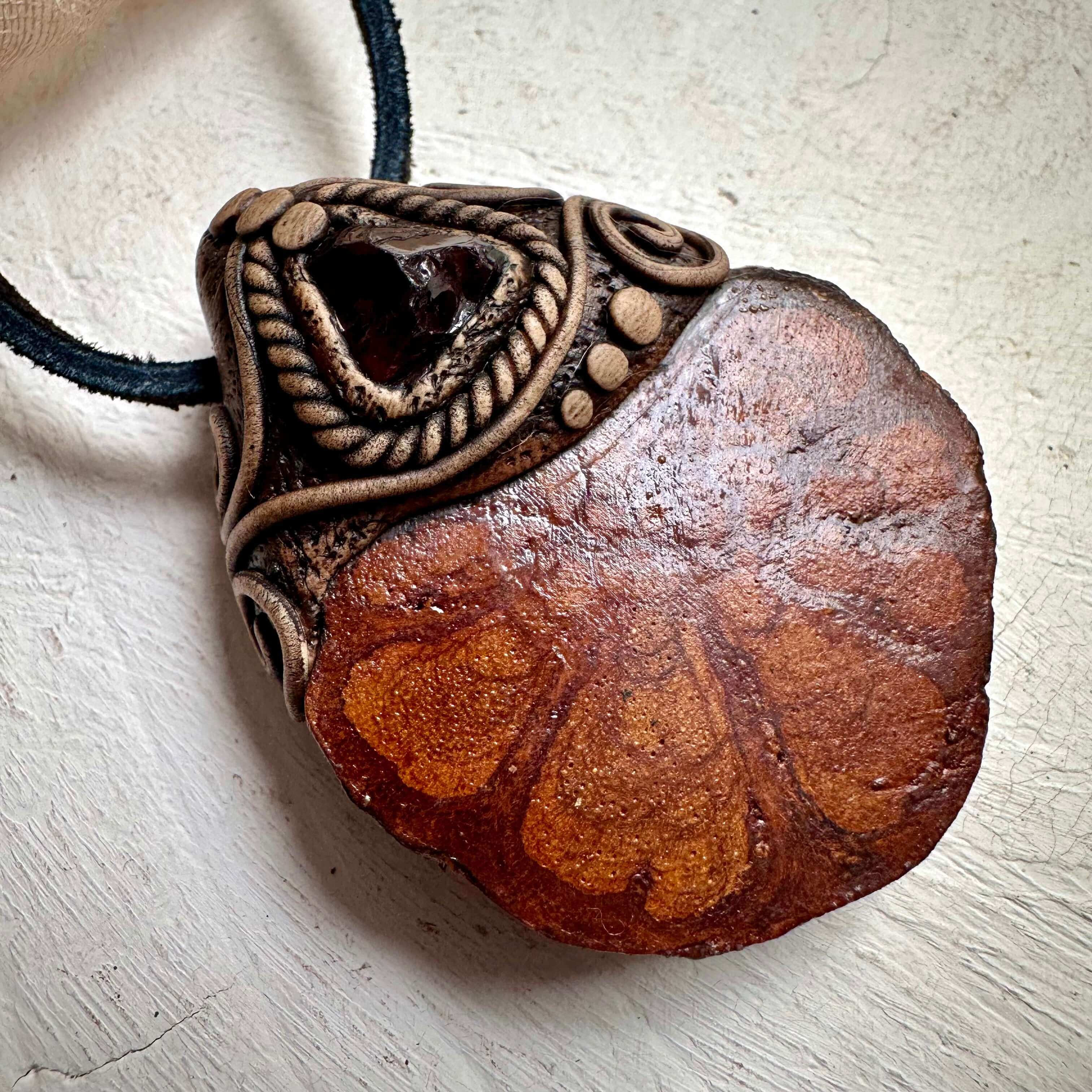 Ayahuasca and Red Garnet Pendant Necklace - FairyGardenGlow