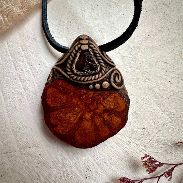 Ayahuasca and Red Garnet Pendant Necklace - FairyGardenGlow