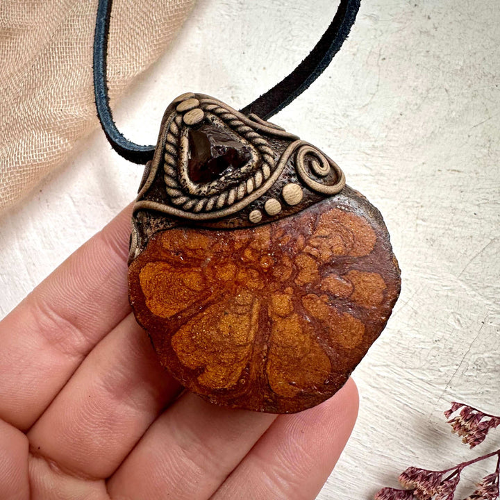 Ayahuasca and Red Garnet Pendant Necklace - FairyGardenGlow