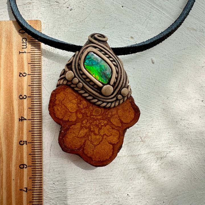 Ayahuasca Vine and Ammolite Necklace - FairyGardenGlow