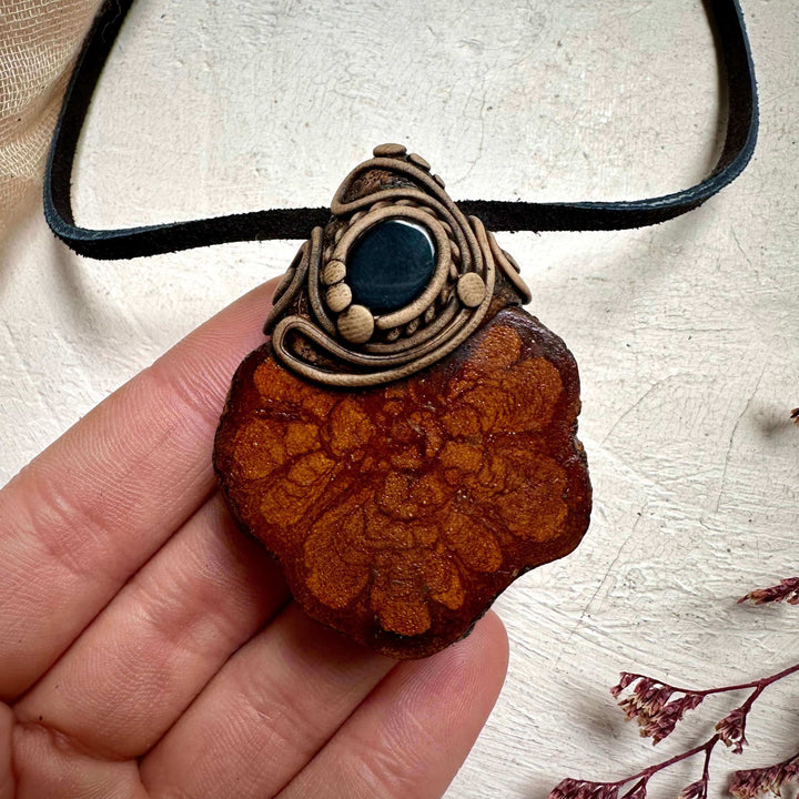 Ayahuasca and Black Onyx Necklace - FairyGardenGlow