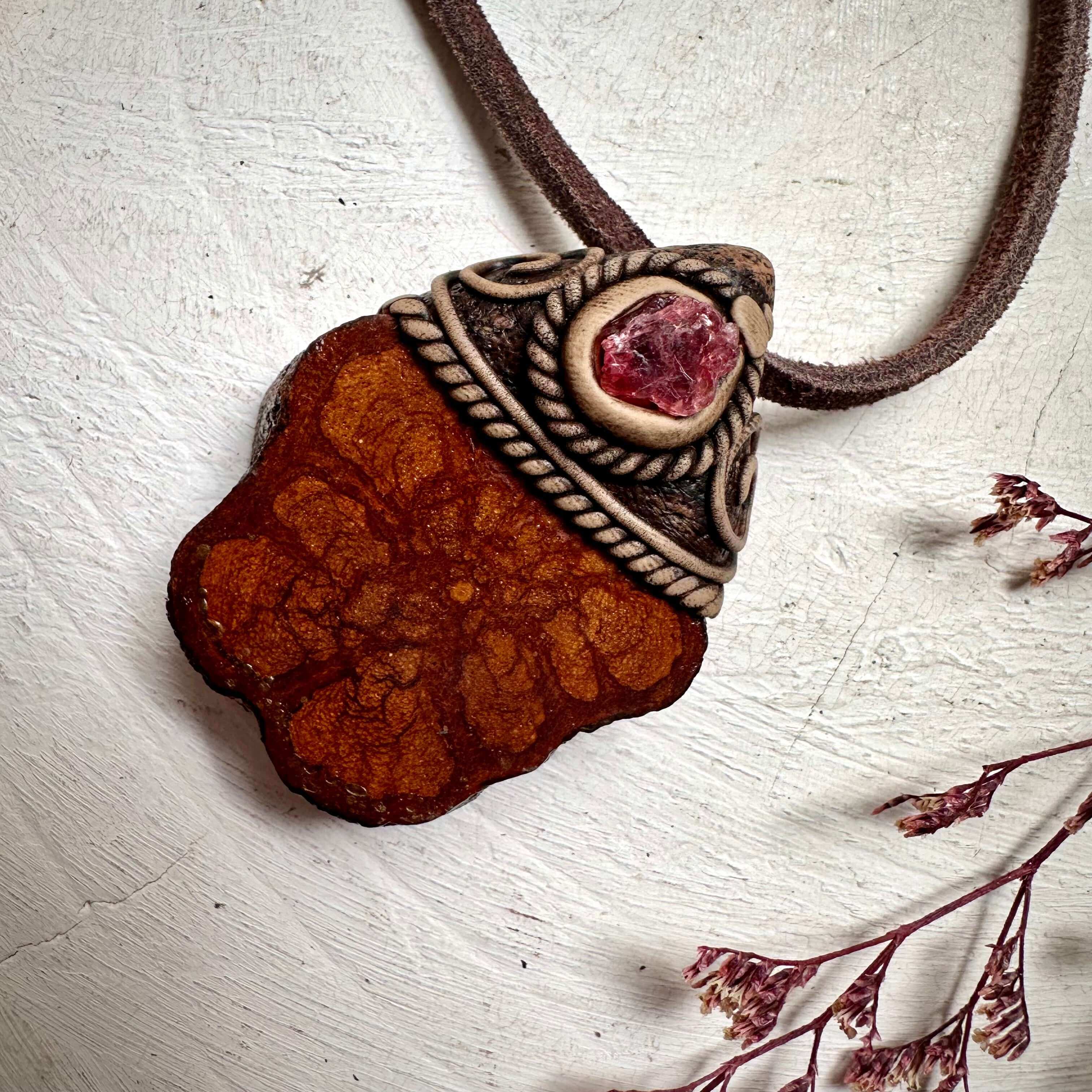 Ayahuasca and Raw Spinel Necklace - FairyGardenGlow