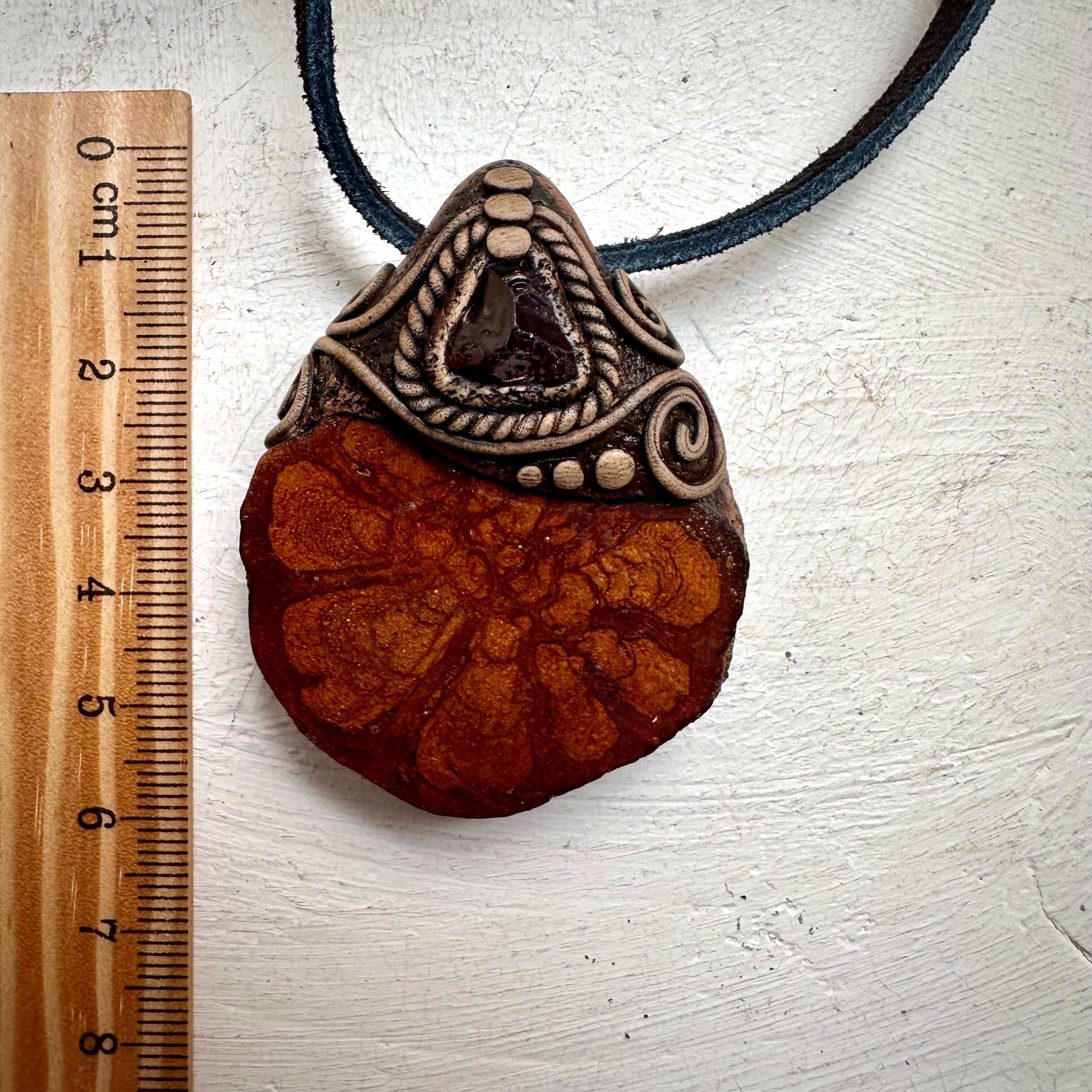 Ayahuasca and Red Garnet Pendant Necklace - FairyGardenGlow