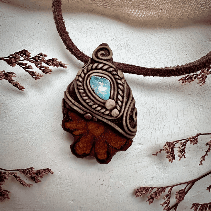 Ayahuasca Vine and Boulder Opal Necklace - FairyGardenGlow