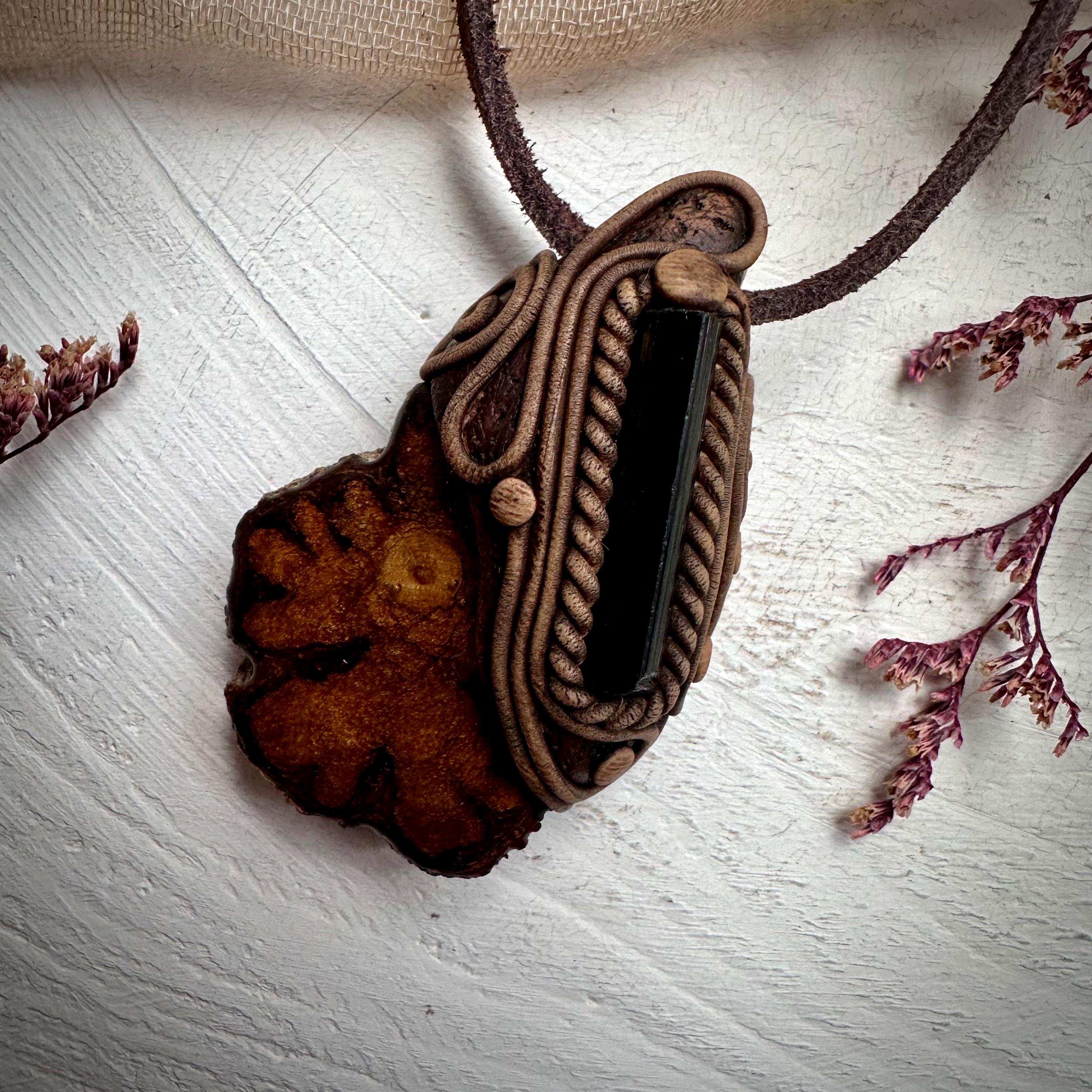 Ayahuasca Vine and Green Tourmaline Necklace - FairyGardenGlow