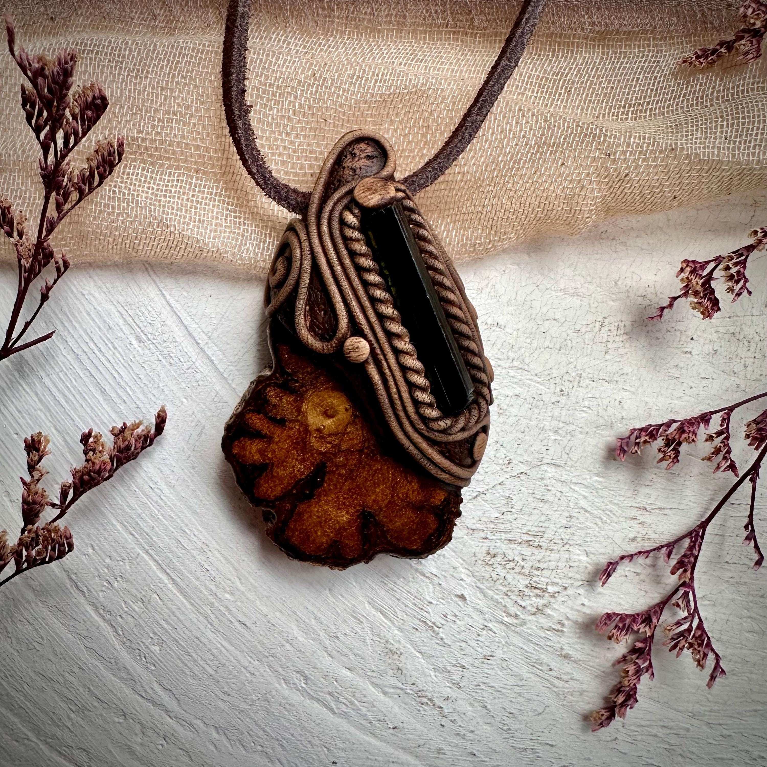 Ayahuasca Vine and Green Tourmaline Necklace - FairyGardenGlow