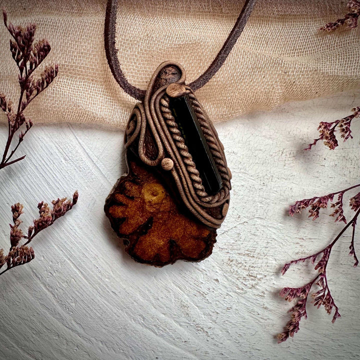 Ayahuasca Vine and Green Tourmaline Necklace - FairyGardenGlow