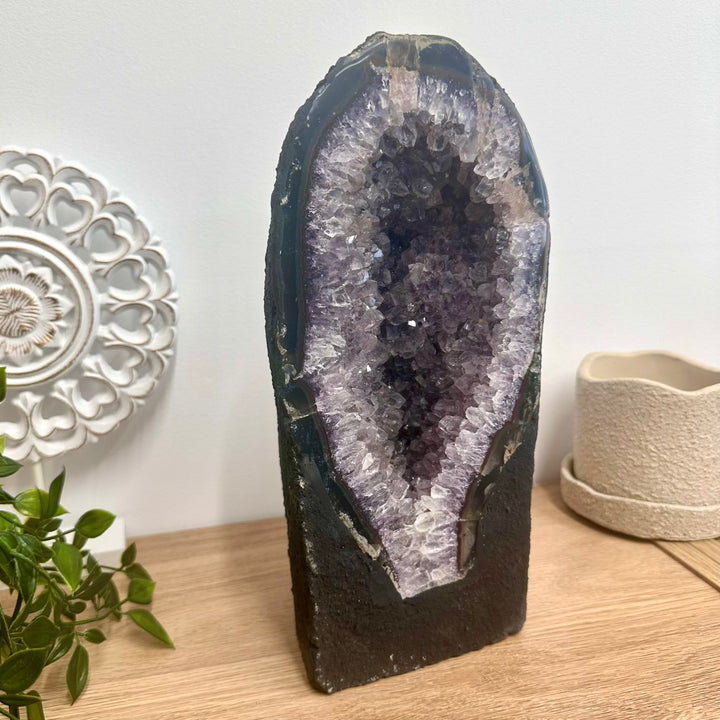 Purple amethyst geode centerpiece stone