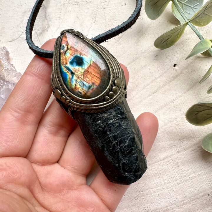 Tourmaline and labradorite unisex spiritual jewelry