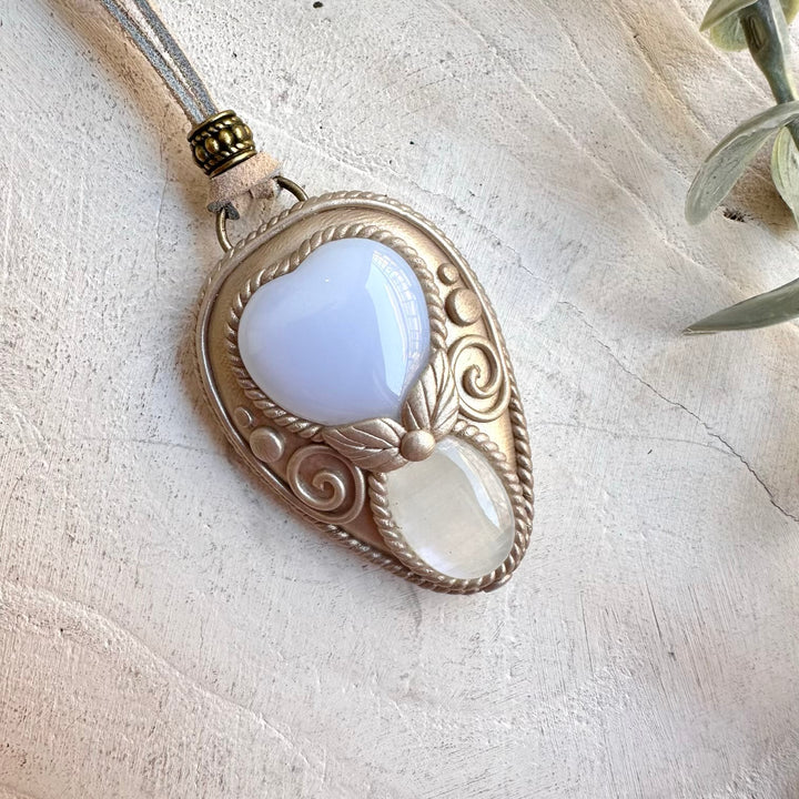 Boho jewelry protection amulet heart chakra crystal necklace