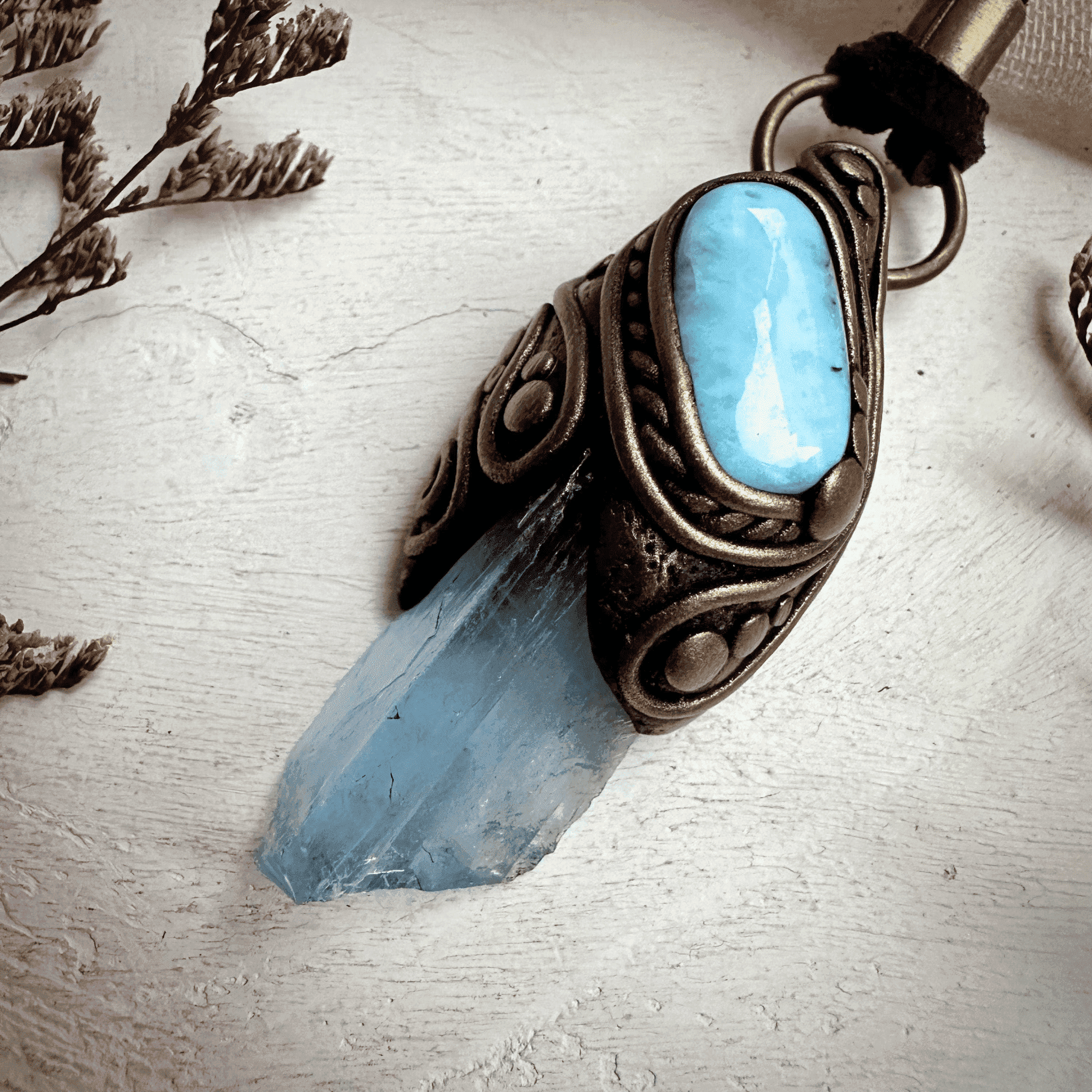 Blue Fluorite and Larimar Necklace - FairyGardenGlow