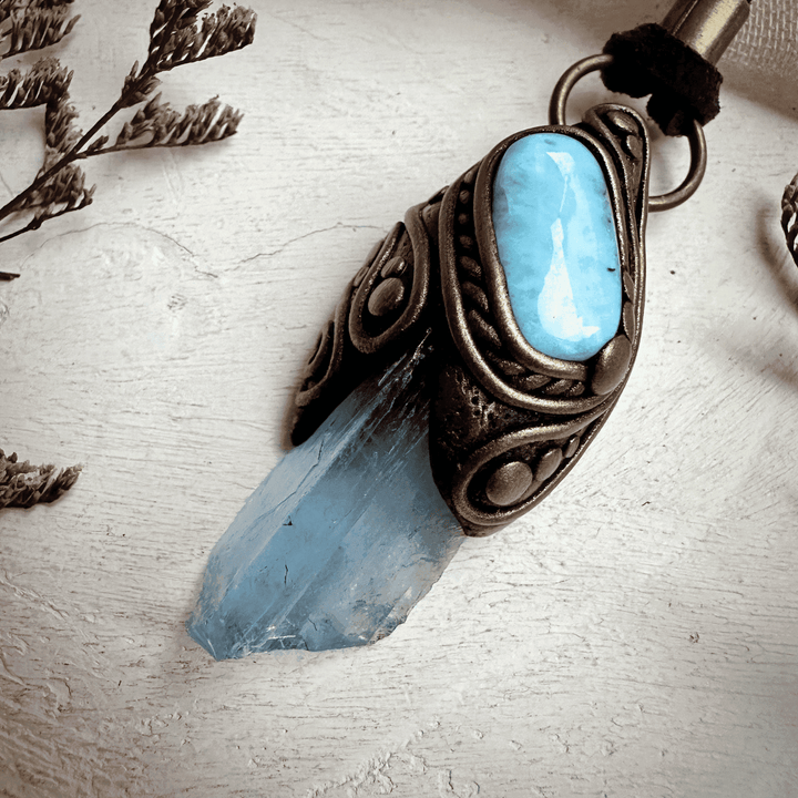 Blue Fluorite and Larimar Necklace - FairyGardenGlow