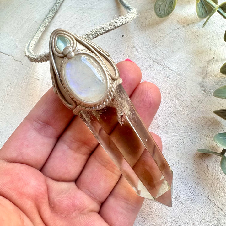 Healing crystal jewelry combining Citrine and Rainbow Moonstone