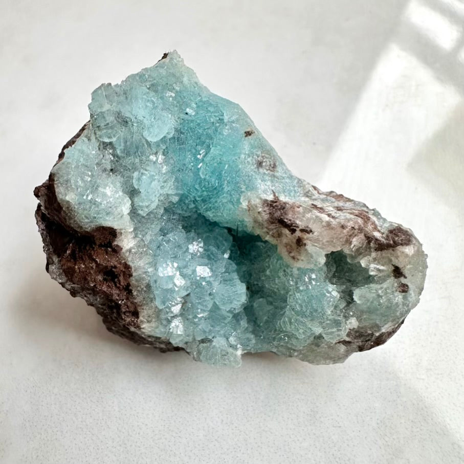 Blue Hemimorphite crystal cluster – natural raw mineral specimen