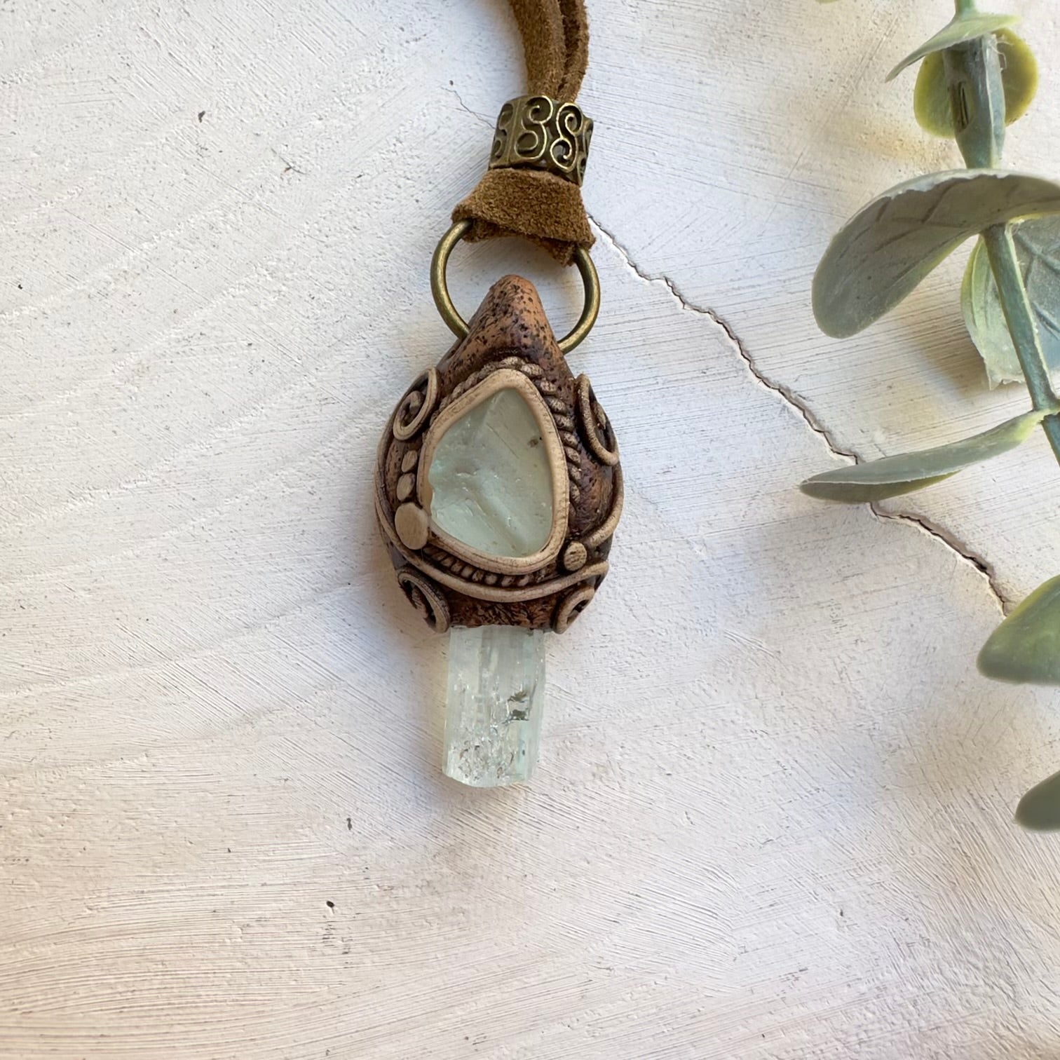 Healing crystal necklace with Aquamarine and Blue Topaz stones