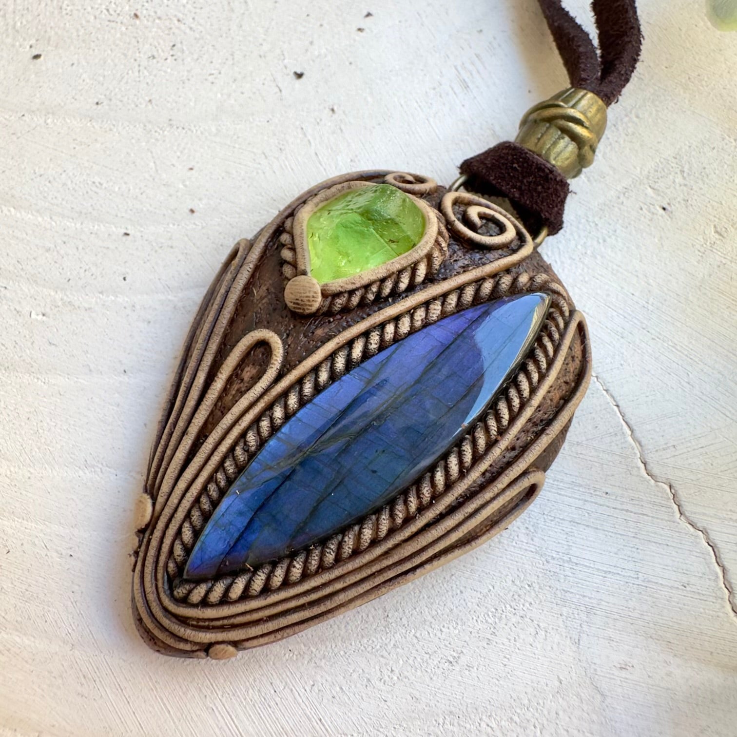 one of a kind labradorite and peridot jewelry piece for energy protection