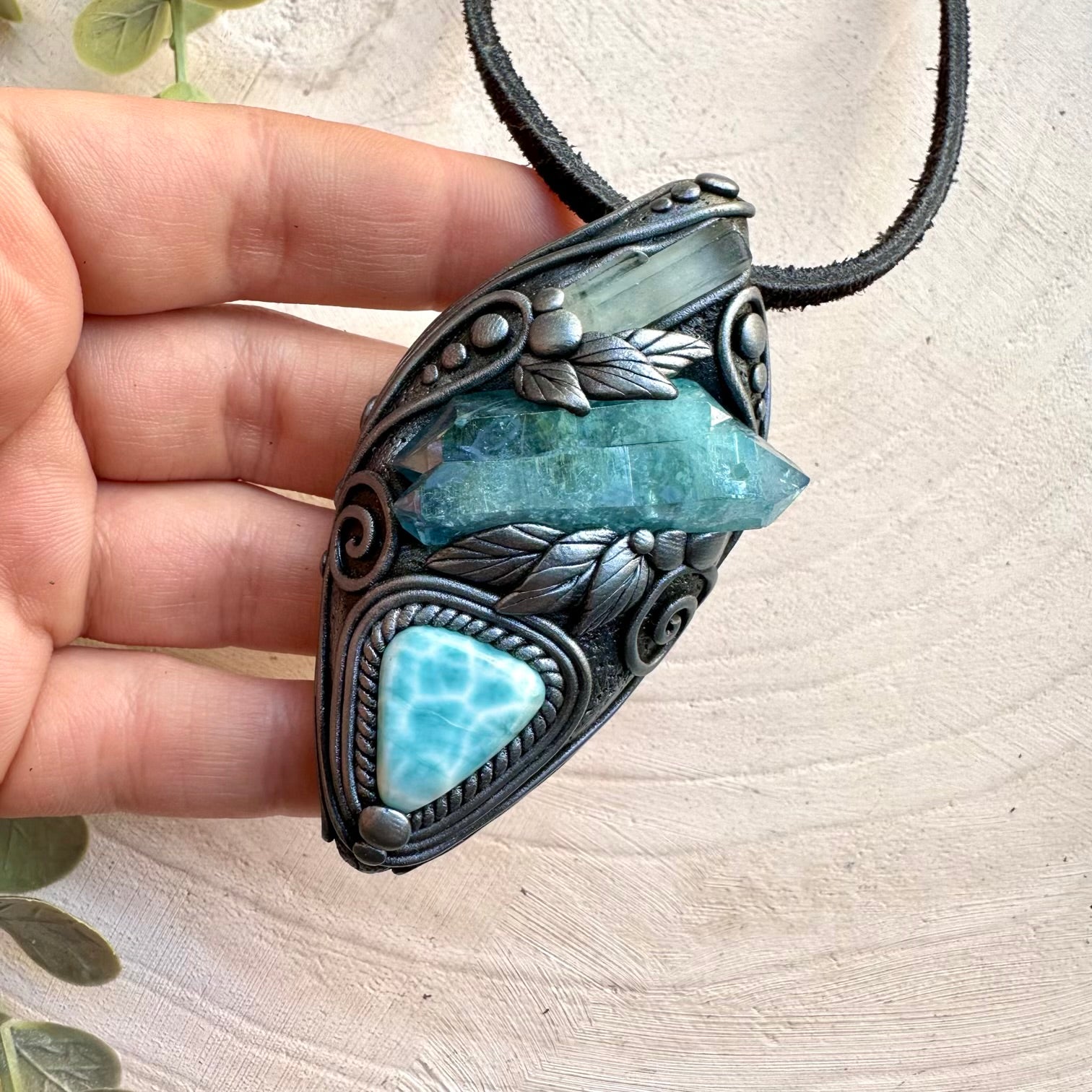 Crystal necklace designed for calm clarity and flow