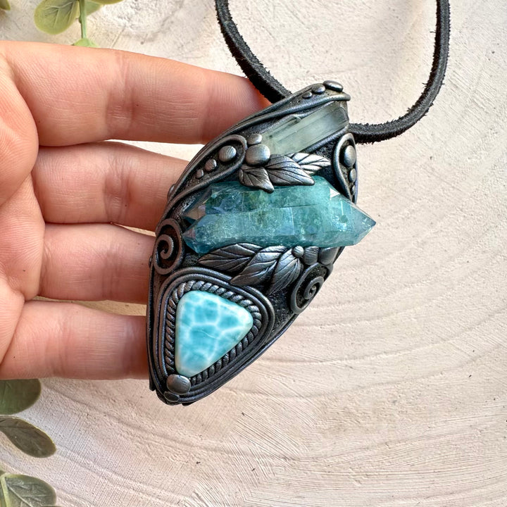 Crystal necklace designed for calm clarity and flow