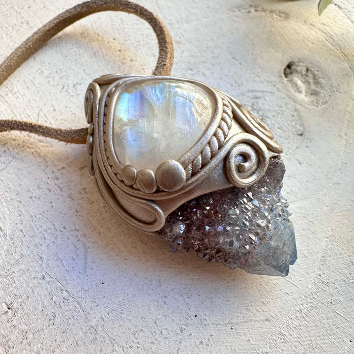 Crystal necklace designed for calm intuition and harmony