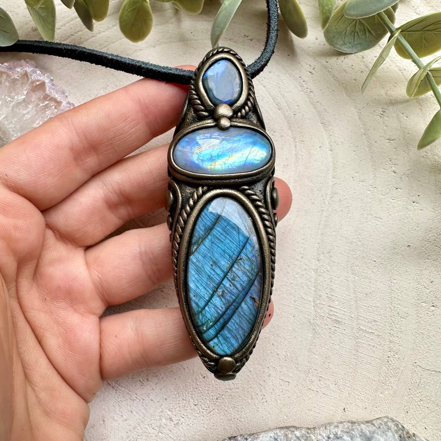 Labradorite moonstone and opal unisex spiritual jewelry