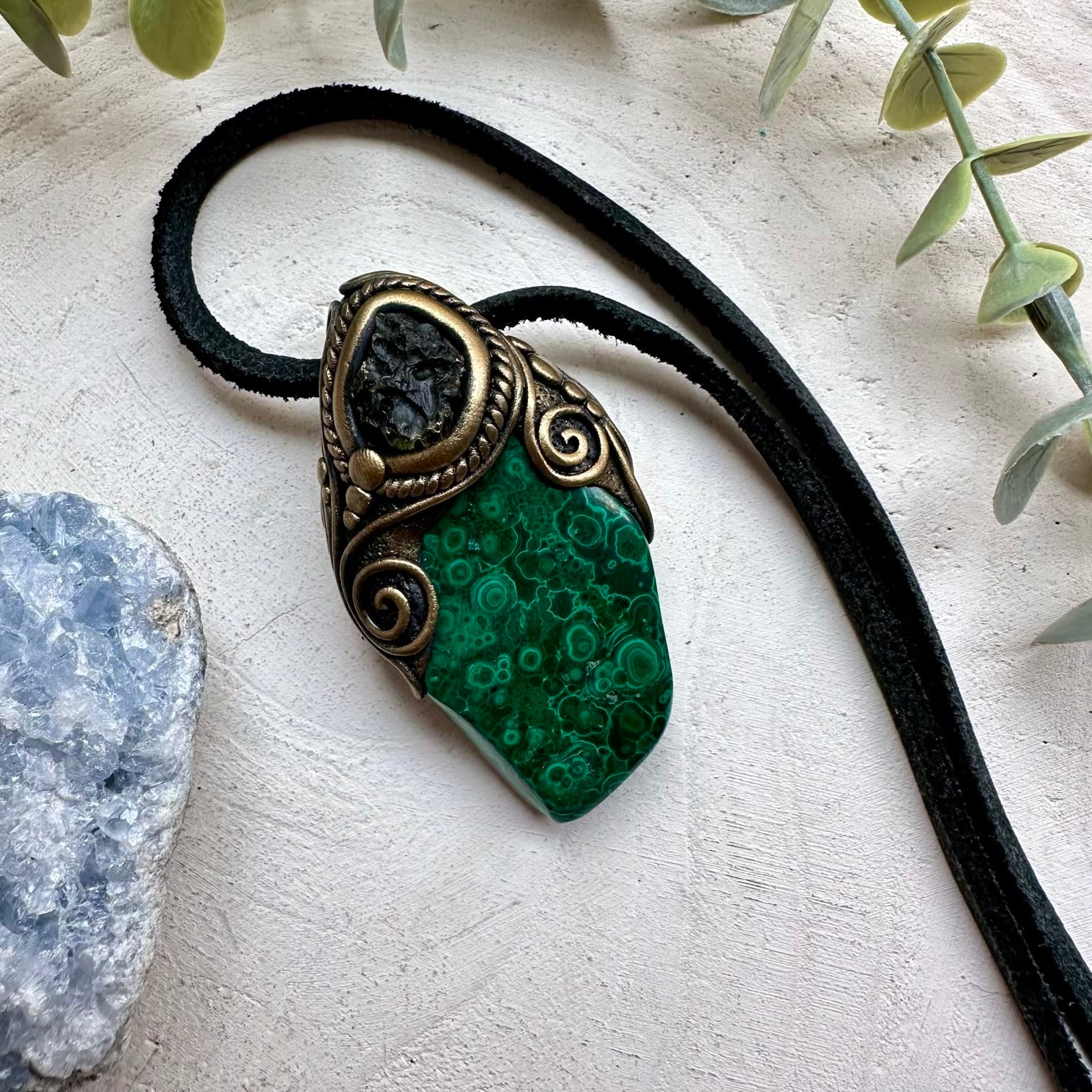 Green Crystal necklace designed for transformation and protection