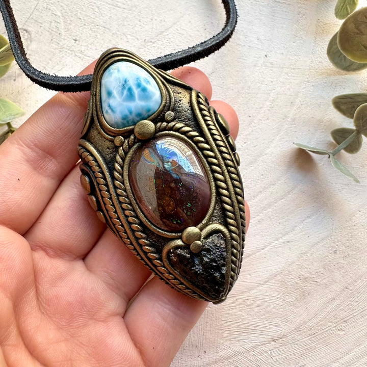 Handmade talisman necklace with moldavite