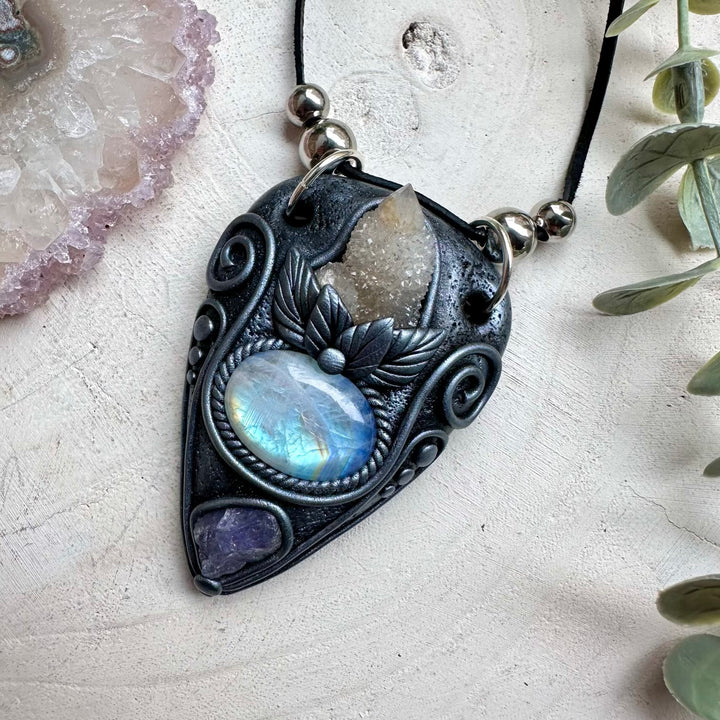 Spirit quartz moonstone and tanzanite unisex spiritual jewelry