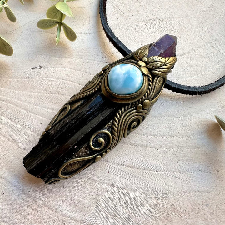 Crystal necklace designed for protection calm and intuition