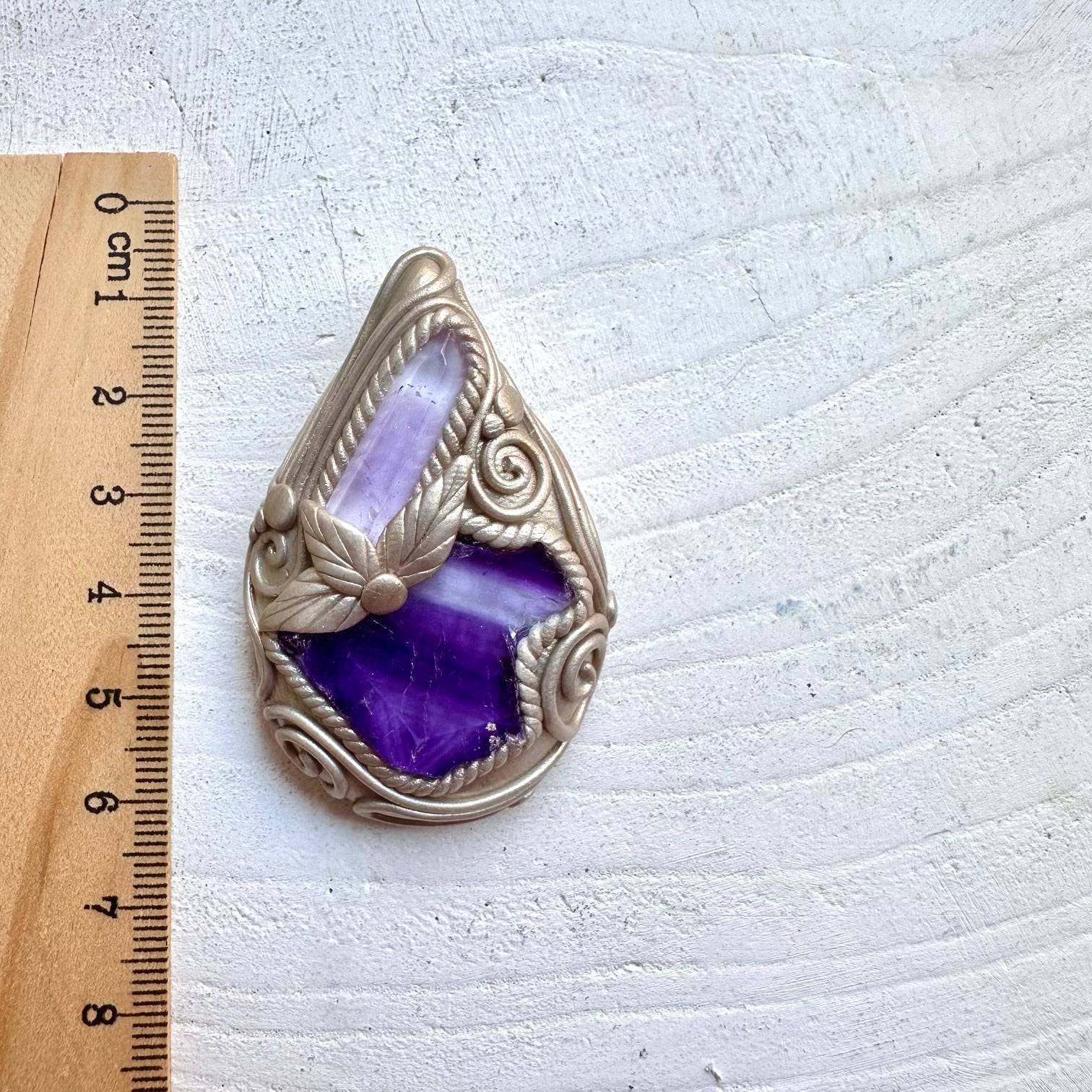 Polished gemstone necklace fluorite Vera Cruz amethyst healing crystal jewelry