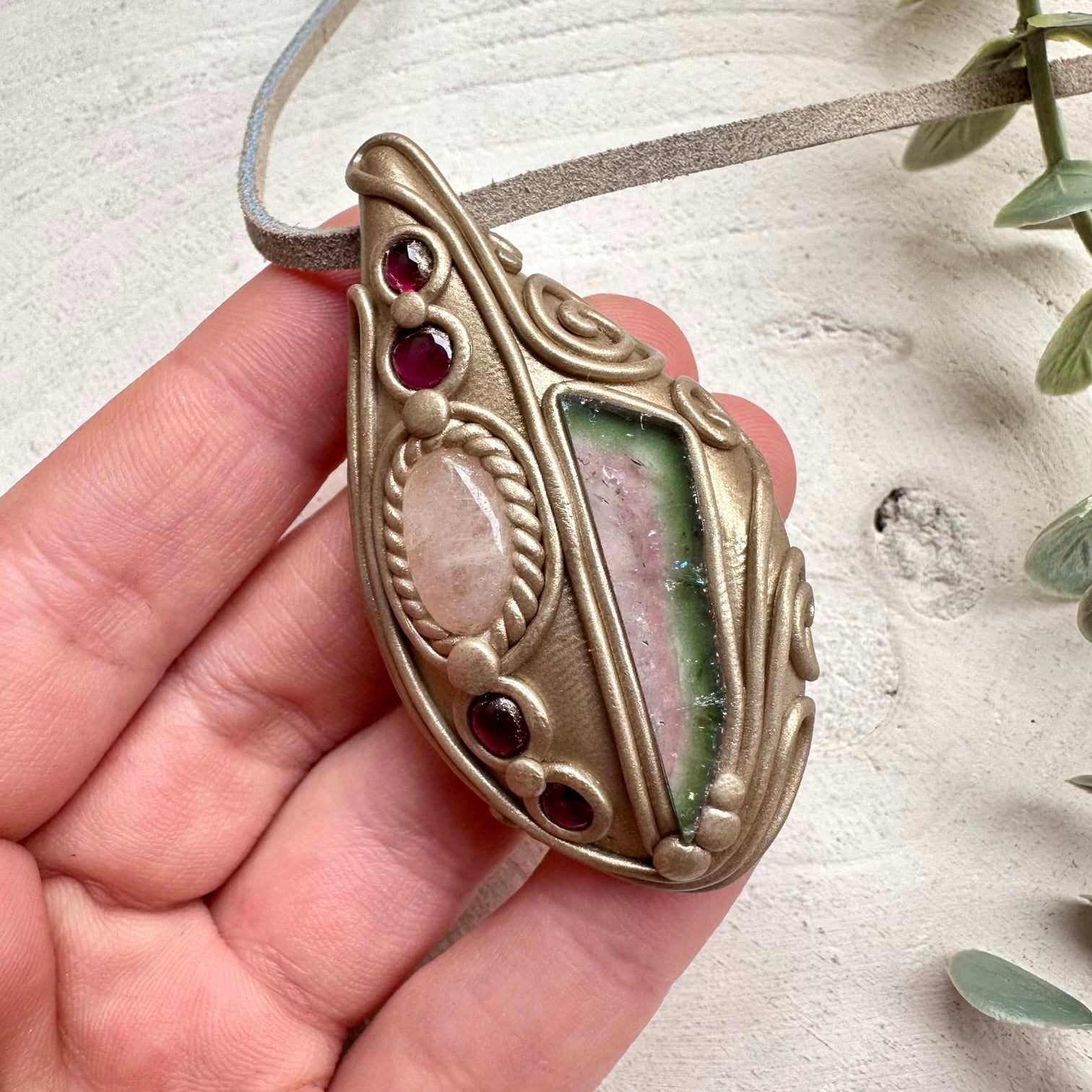 Crystal necklace designed for emotional healing love and feminine energy