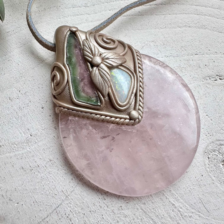 Crystal necklace designed for love emotional healing and feminine energy