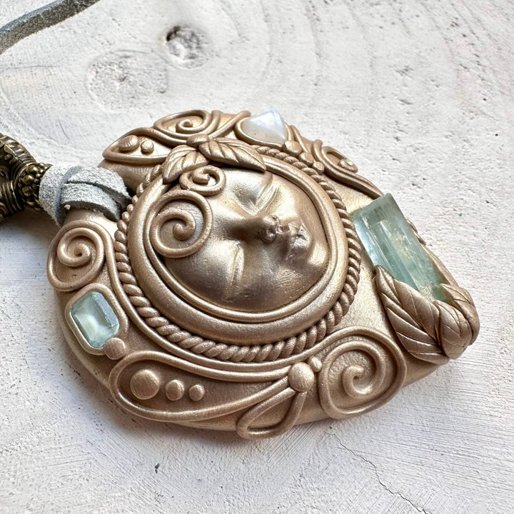 Crystal goddess necklace designed for intuition emotional balance and feminine energy