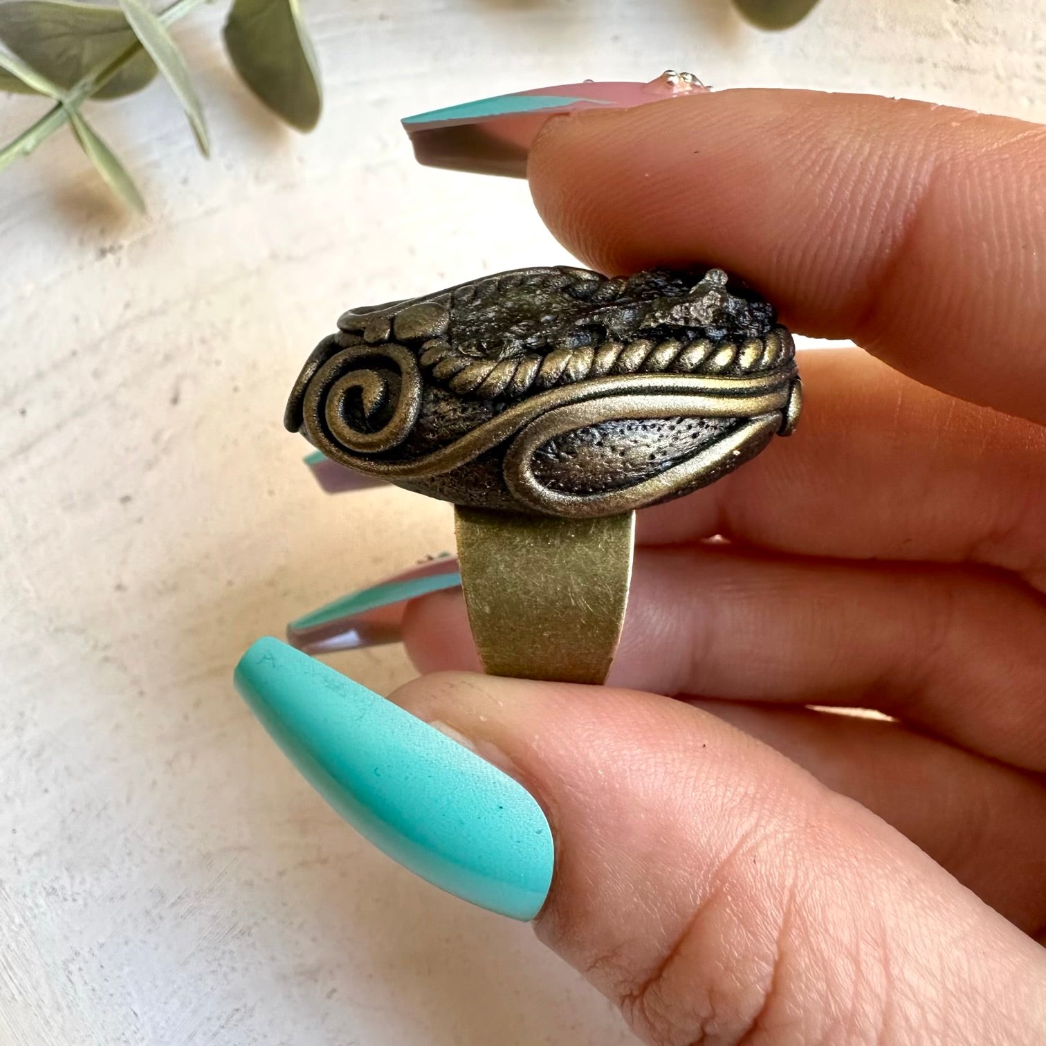 Luxury spiritual jewelry ring with watermelon tourmaline
