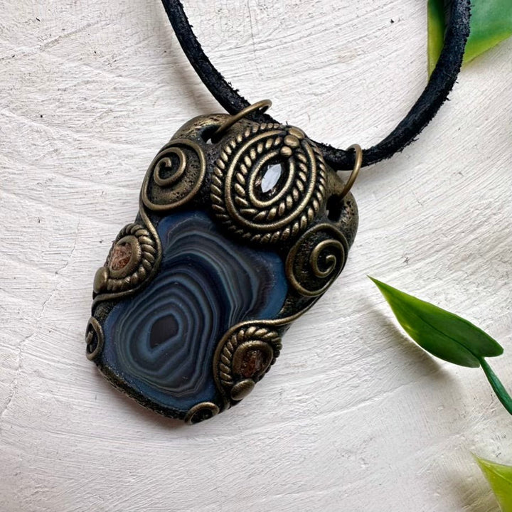 Botswana Agate Smoky Quartz and Hessonite Garnet Necklace - FairyGardenGlow