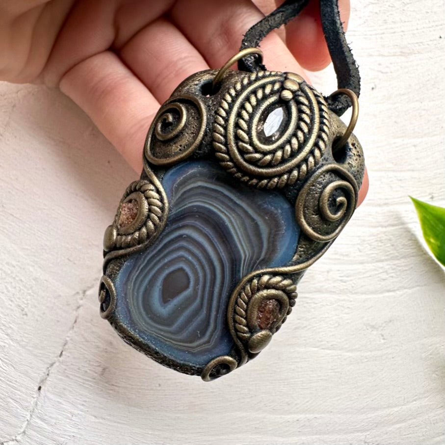 Botswana Agate Smoky Quartz and Hessonite Garnet Necklace - FairyGardenGlow