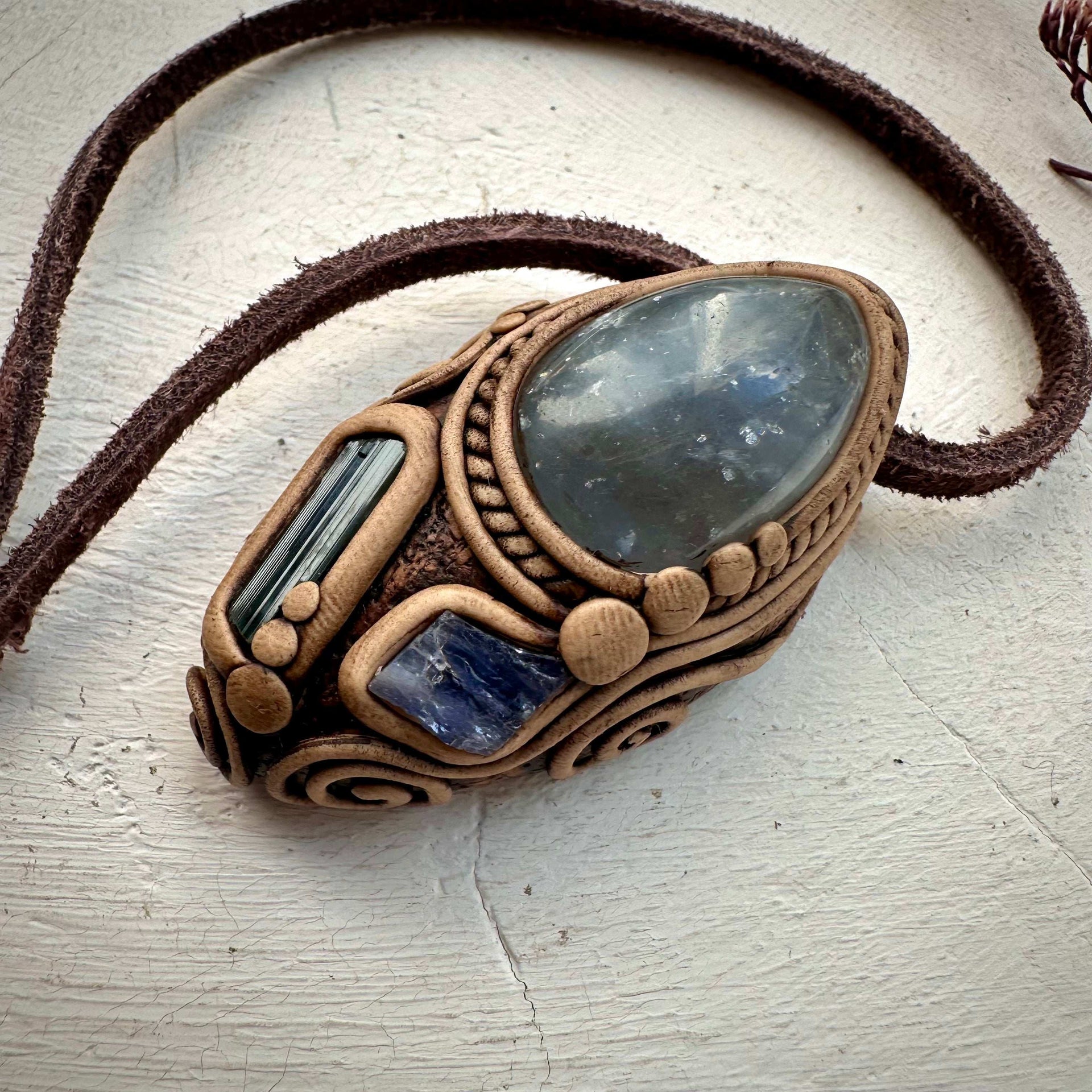 Celestite Blue Tourmaline and Tanzanite Necklace - FairyGardenGlow